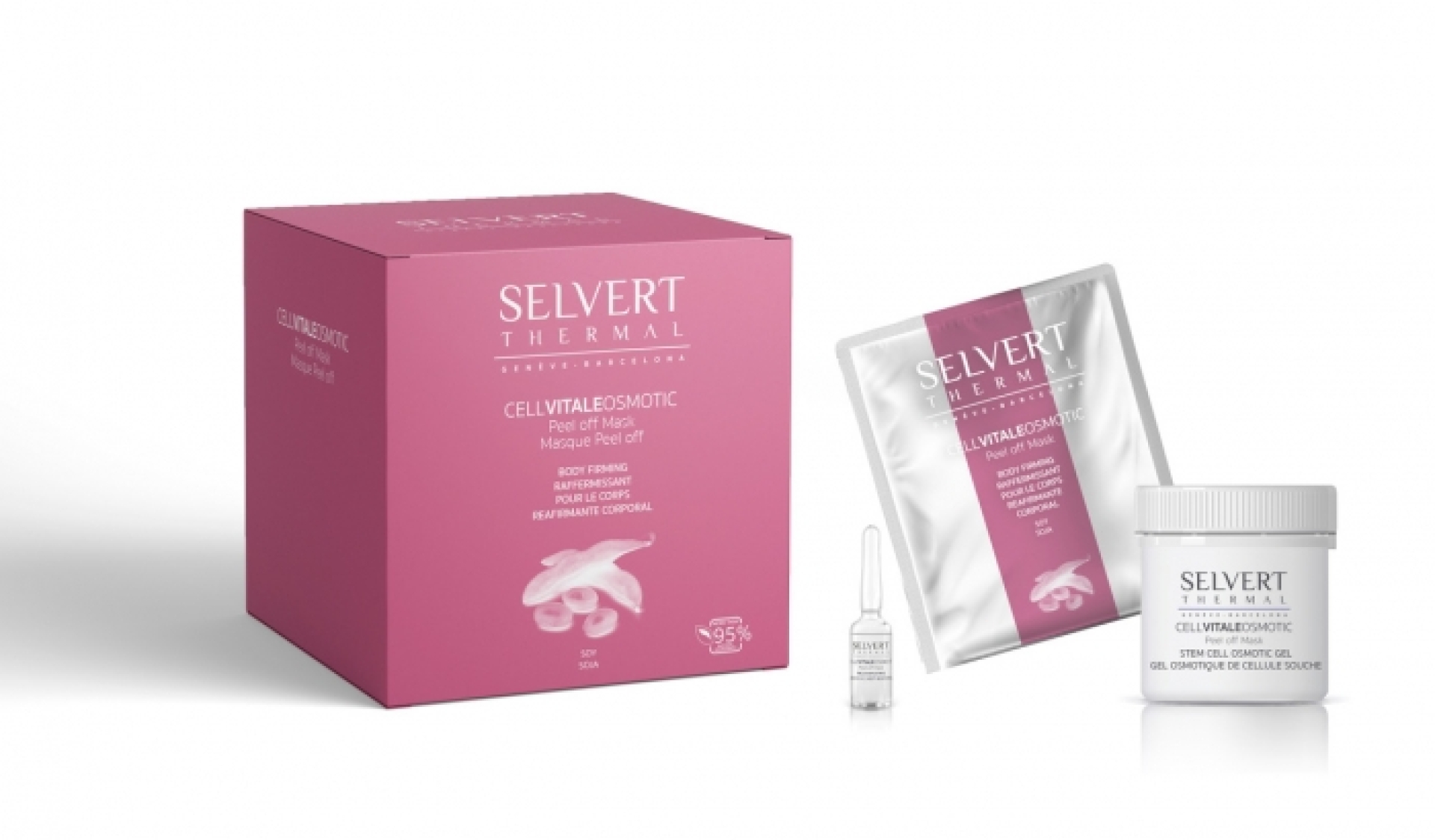 <p>Maschera Peel Off Corpo ad azione rassodante con estratto di soia.&nbsp;</p>
<p>Aiuta a trattare le lassit&agrave; cutanee con un effetto rassodante&nbsp;intensivo, in quelle parti del corpo che soffrono di cedimenti e hanno&nbsp;bisogno di un rassodamento muscolare.</p>
<p>Grazie all&rsquo;estratto di soia, e altri potenti principi attivi, la pelle&nbsp;appare tonica, pi&ugrave; compatta, rimodellata e rassodata.</p>
<p>Cofanetto 4 Trattamenti - 2 fasi</p>